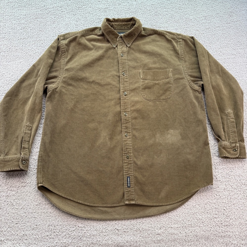 Vintage Abercrombie & Fitch Corduroy Shirt Mens Large Olive Brown 90s Y2K 2726